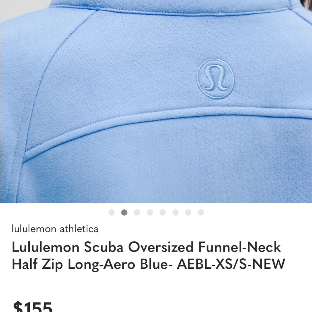 Lululemon Scuba Oversized Funnel-Neck Half Zip Long - Aero Blue, XS/S, like new - Picture 2 of 7